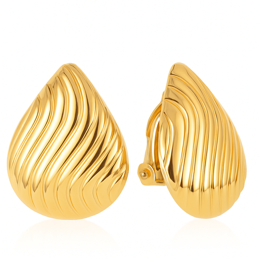 Sylanora Wave Teardrop Earrings – 18K Gold-Plated & Waterproof Elegance