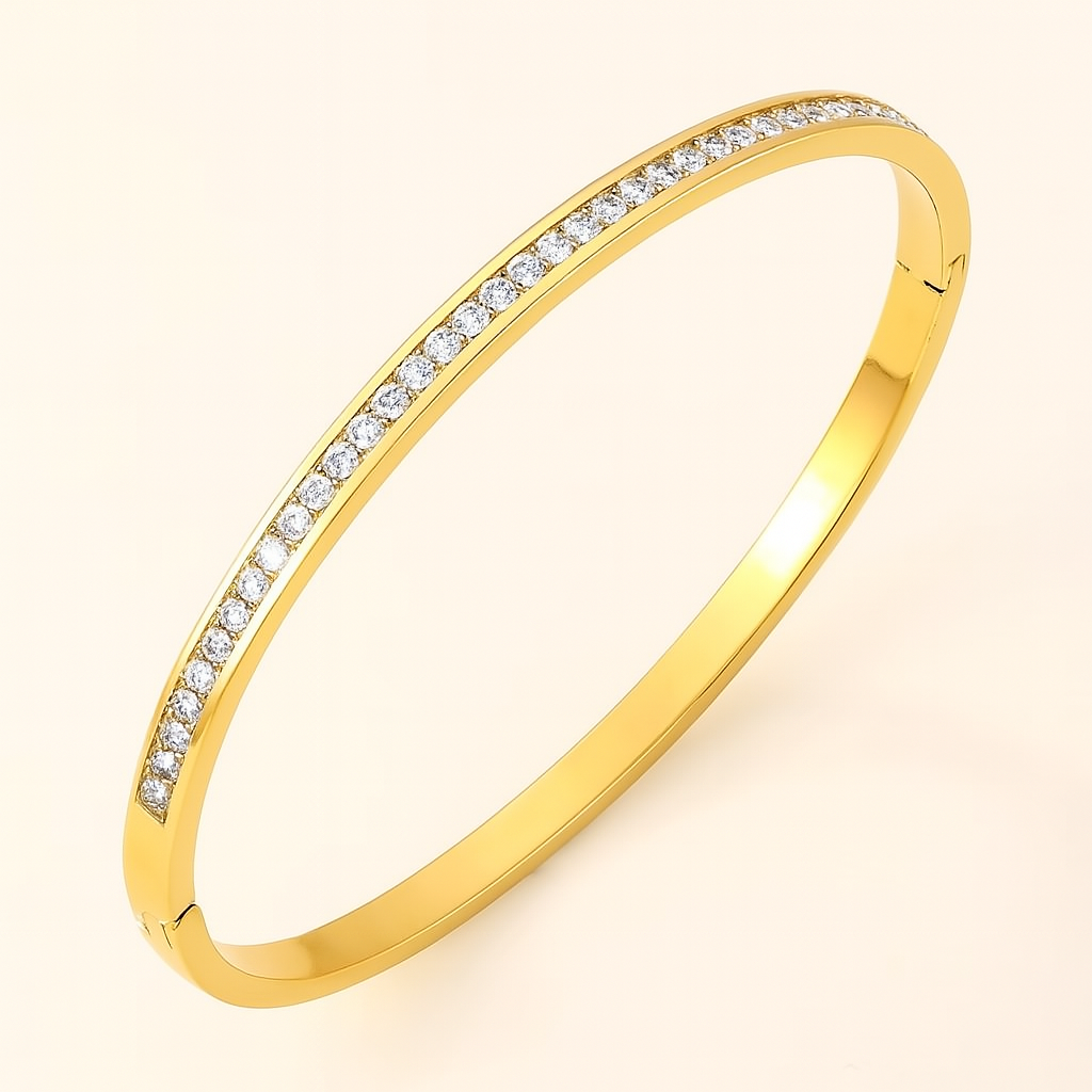 Elegant Titanium Steel Bracelet with Full Zircon – Stainless Steel