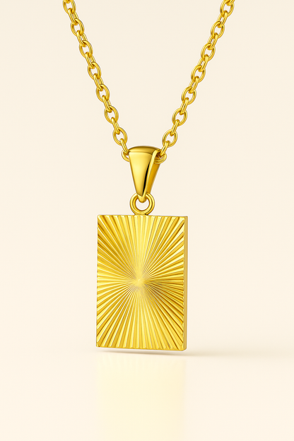 SYLANORA™ 18K Gold-Plated Stainless Steel Sunburst Choker Necklace – Elegant Heart & Sun Disc Pendant