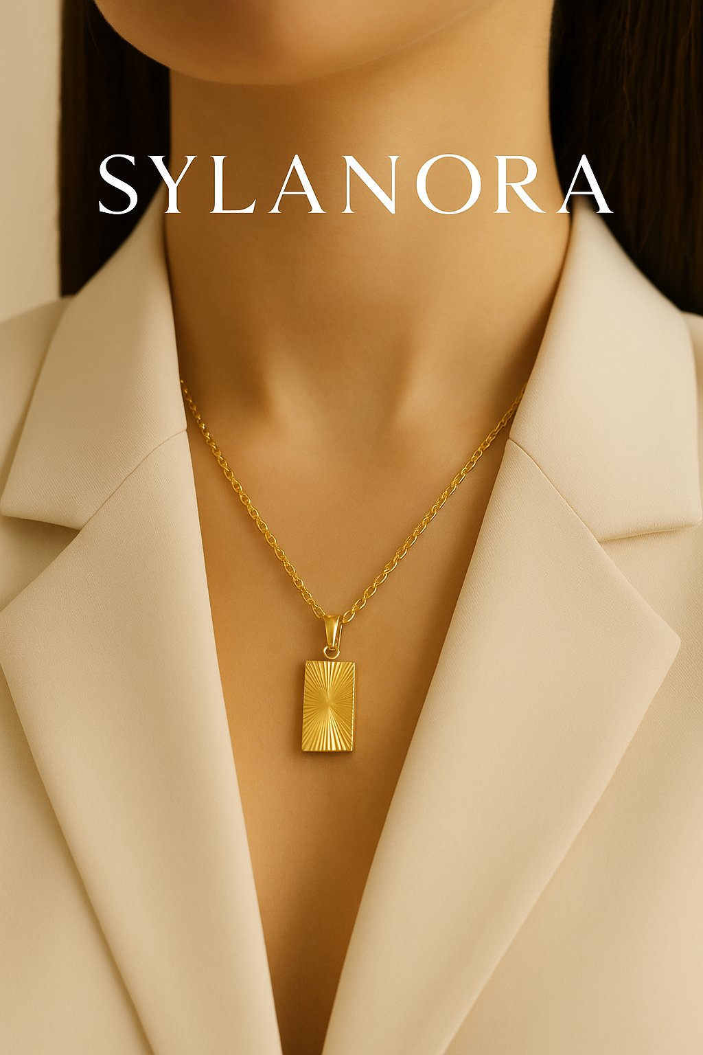 SYLANORA™ 18K Gold-Plated Stainless Steel Sunburst Choker Necklace – Elegant Heart & Sun Disc Pendant