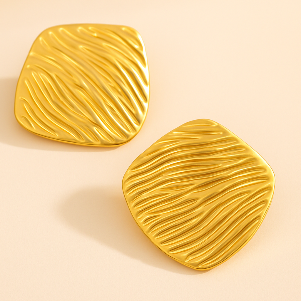 Sylanora™ – Vintage 18K Gold Textured Statement Earrings