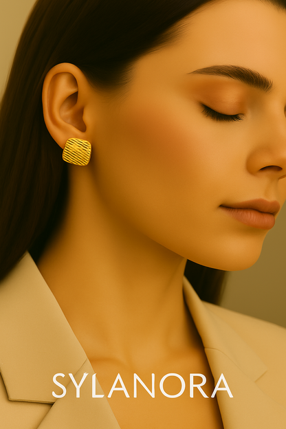 Sylanora™ – Vintage 18K Gold Textured Statement Earrings