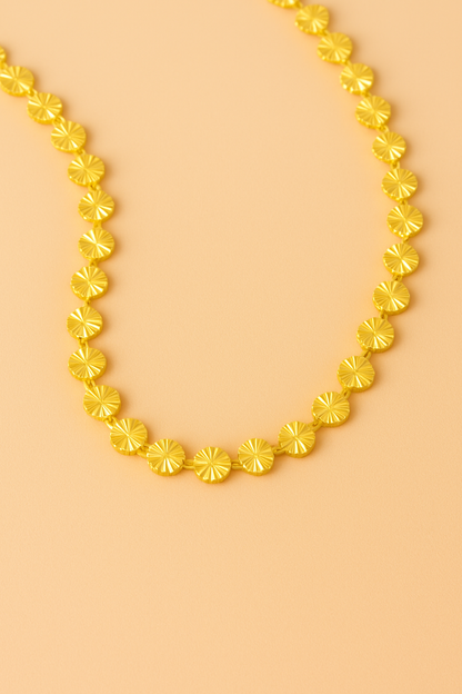 Sylanora 18K Gold-Plated Stainless Steel Floral Disc Necklace & Bracelet Set