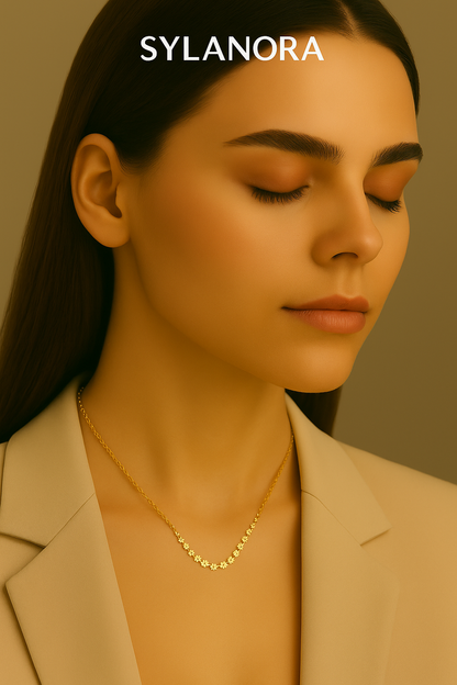 Sylanora 18K Gold-Plated Stainless Steel Floral Disc Necklace & Bracelet Set