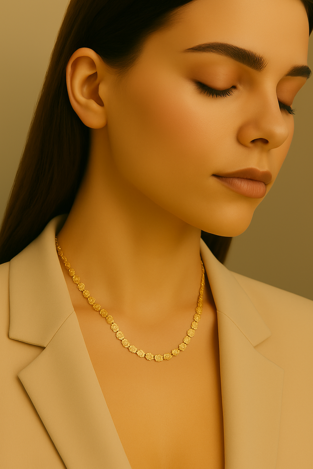 Sylanora 18K Gold-Plated Stainless Steel Floral Disc Necklace & Bracelet Set