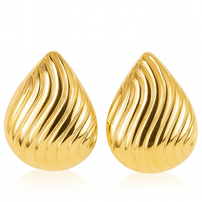 Sylanora Wave Teardrop Earrings – 18K Gold-Plated & Waterproof Elegance