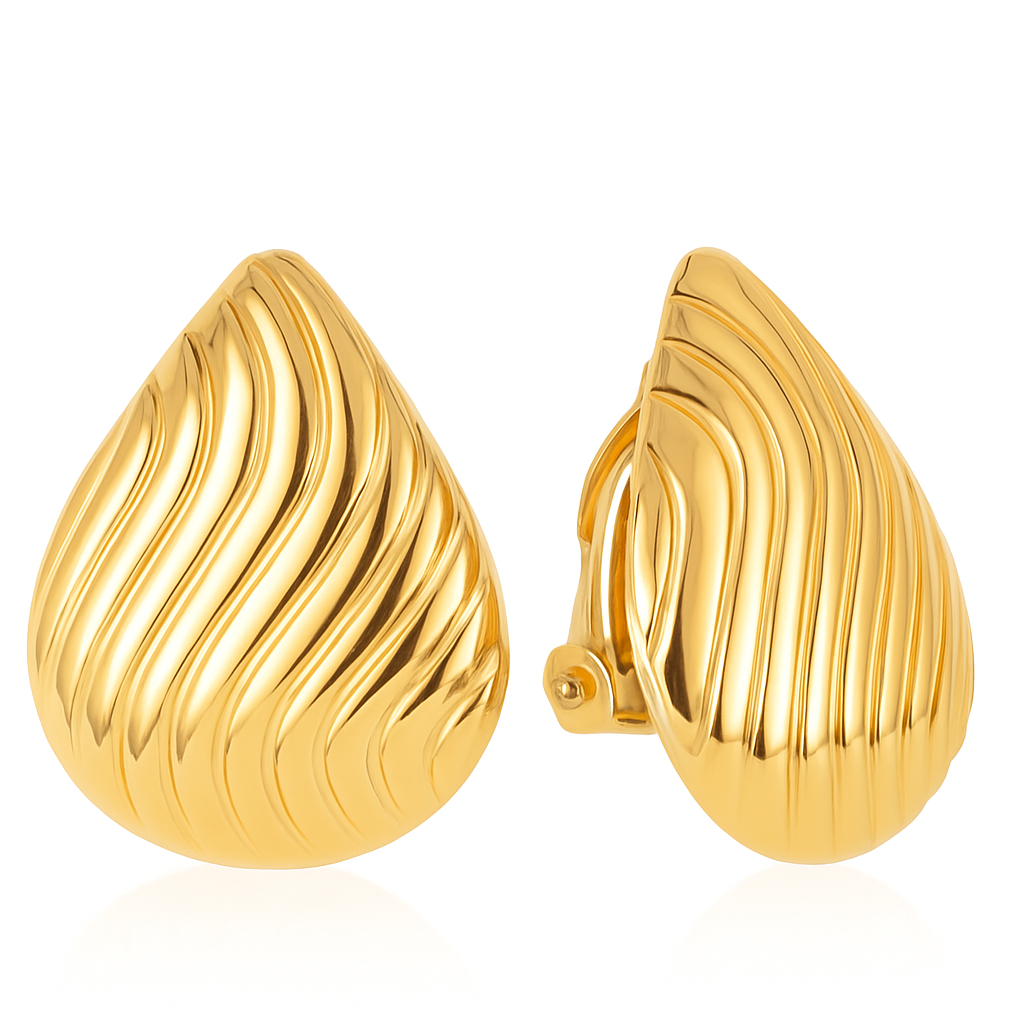 Sylanora Wave Teardrop Earrings – 18K Gold-Plated & Waterproof Elegance