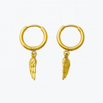18K Gold-Plated Angel Wing Hoop Earrings – Timeless Elegance by Sylanora