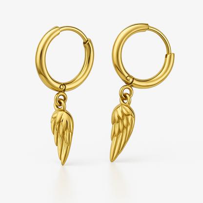 18K Gold-Plated Angel Wing Hoop Earrings – Timeless Elegance by Sylanora