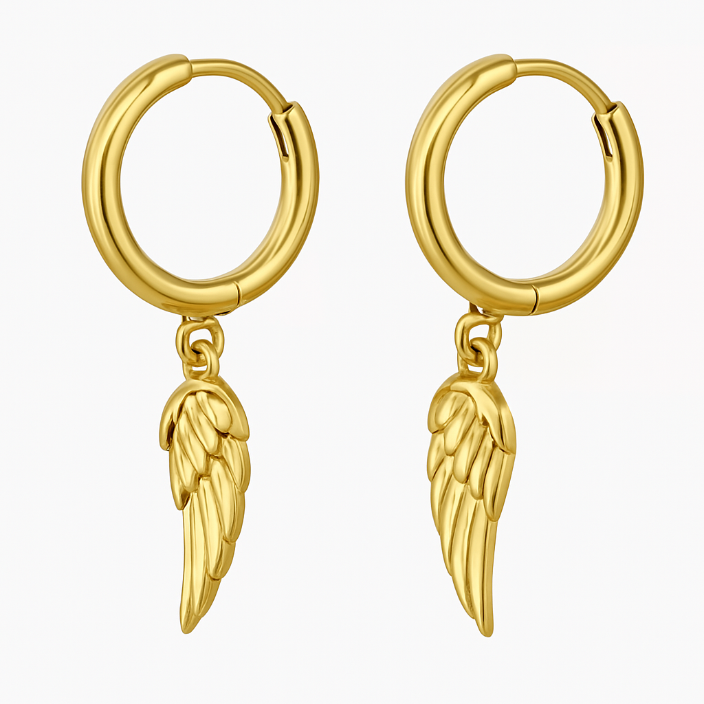 18K Gold-Plated Angel Wing Hoop Earrings – Timeless Elegance by Sylanora