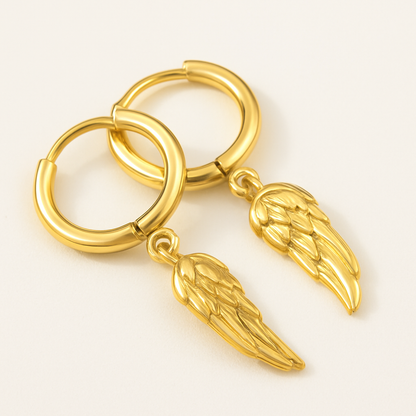 18K Gold-Plated Angel Wing Hoop Earrings – Timeless Elegance by Sylanora
