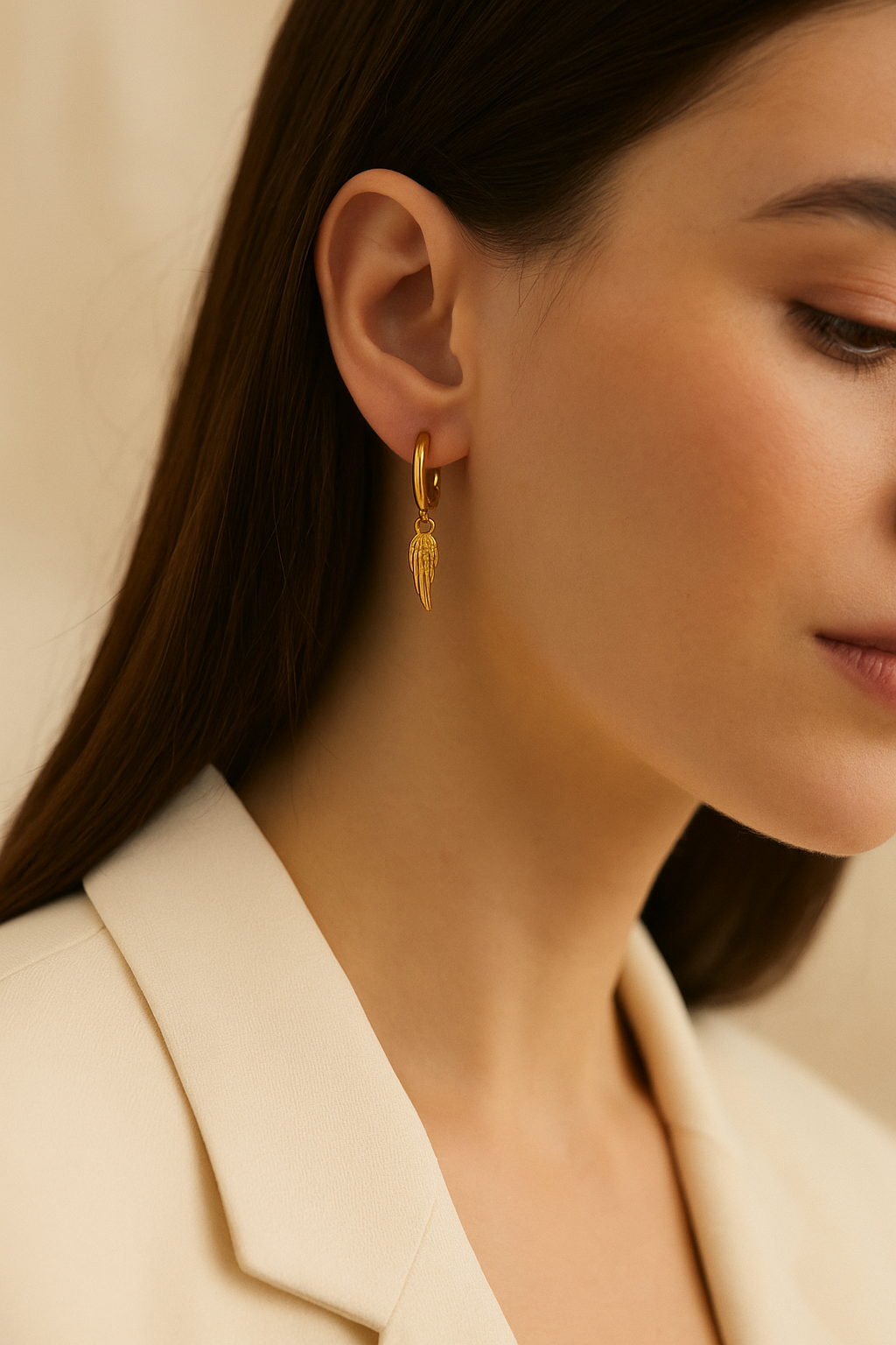 18K Gold-Plated Angel Wing Hoop Earrings – Timeless Elegance by Sylanora