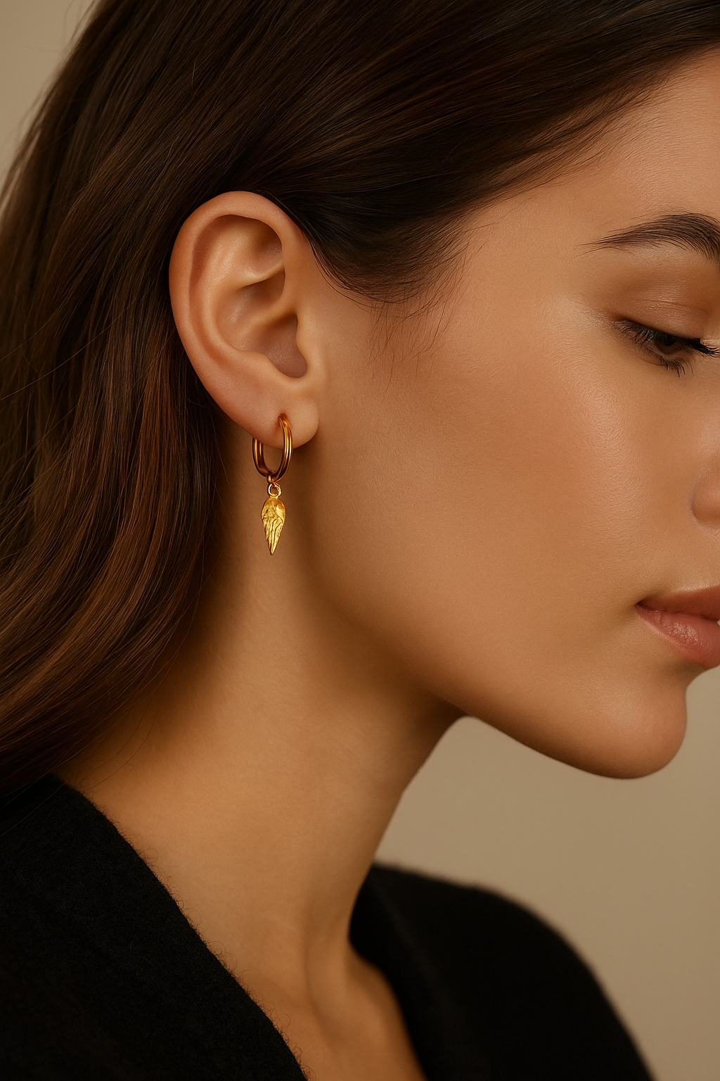18K Gold-Plated Angel Wing Hoop Earrings – Timeless Elegance by Sylanora