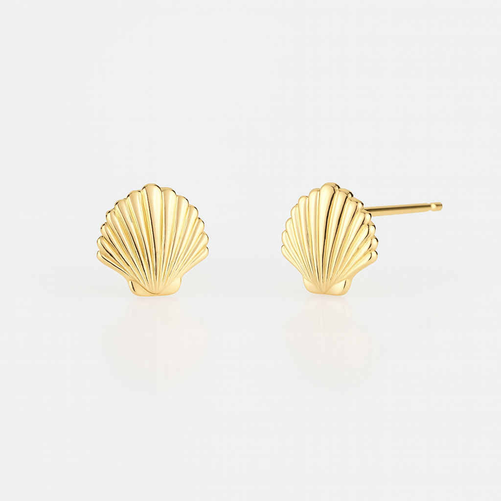 Elegant Shell Stud Earrings – Set of 10