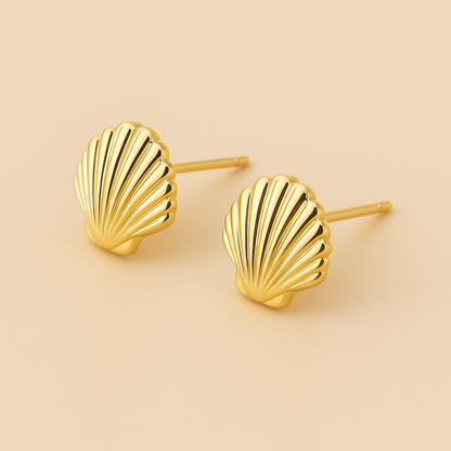 Elegant Shell Stud Earrings – Set of 10