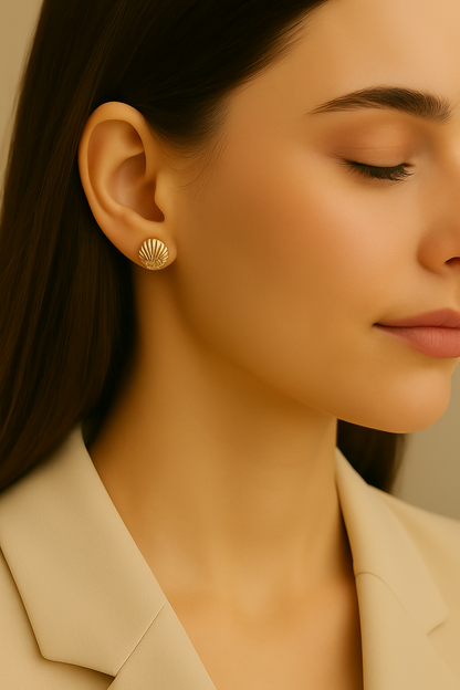 Elegant Shell Stud Earrings – Set of 10
