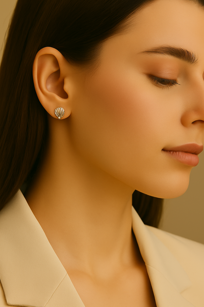 Elegant Shell Stud Earrings – Set of 10