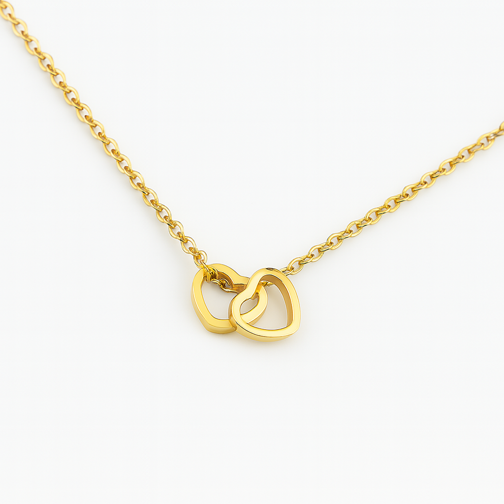 Sylanora™ – Heart Necklace in 18K Gold & Silver Finish (2-Tone Set)