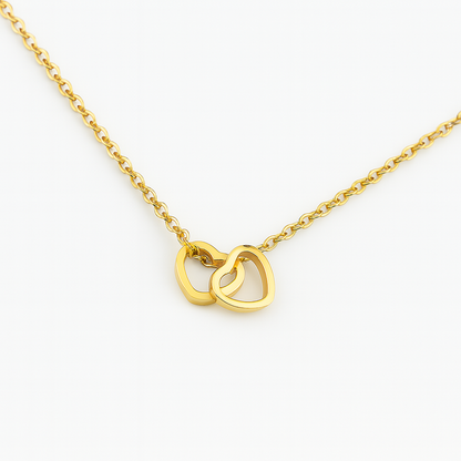 Sylanora™ – Heart Necklace in 18K Gold & Silver Finish (2-Tone Set)