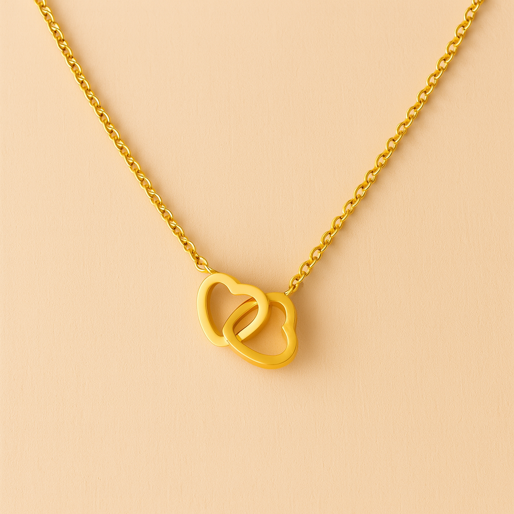 Sylanora™ – Heart Necklace in 18K Gold & Silver Finish (2-Tone Set)