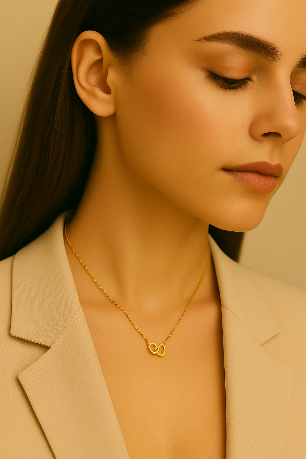 Sylanora™ – Heart Necklace in 18K Gold & Silver Finish (2-Tone Set)