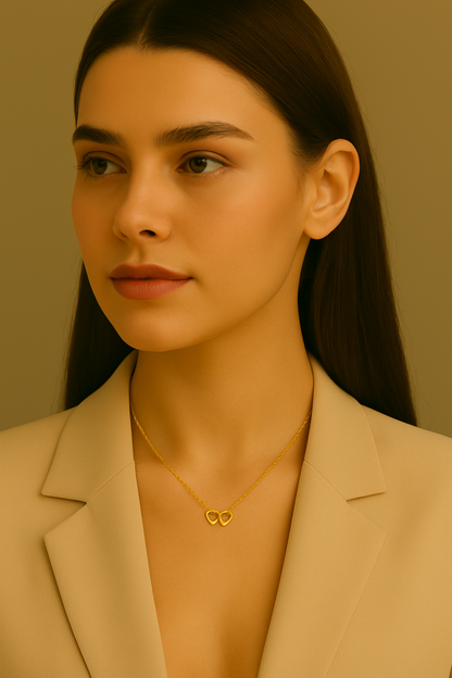 Sylanora™ – Heart Necklace in 18K Gold & Silver Finish (2-Tone Set)