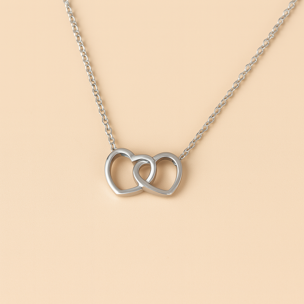 Sylanora™ – Heart Necklace in 18K Gold & Silver Finish (2-Tone Set)