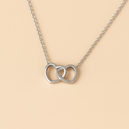 Sylanora™ – Heart Necklace in 18K Gold & Silver Finish (2-Tone Set)
