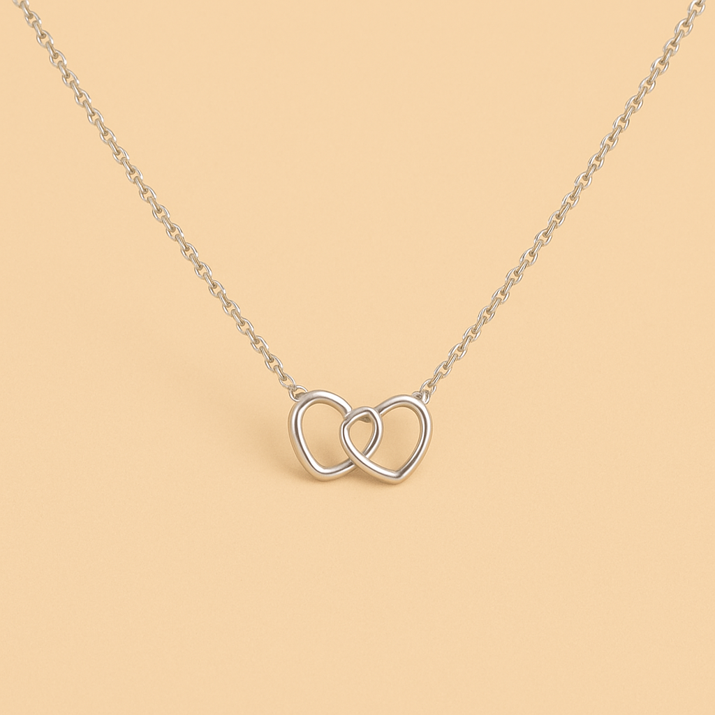 Sylanora™ – Heart Necklace in 18K Gold & Silver Finish (2-Tone Set)