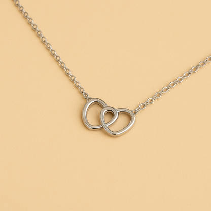 Sylanora™ – Heart Necklace in 18K Gold & Silver Finish (2-Tone Set)