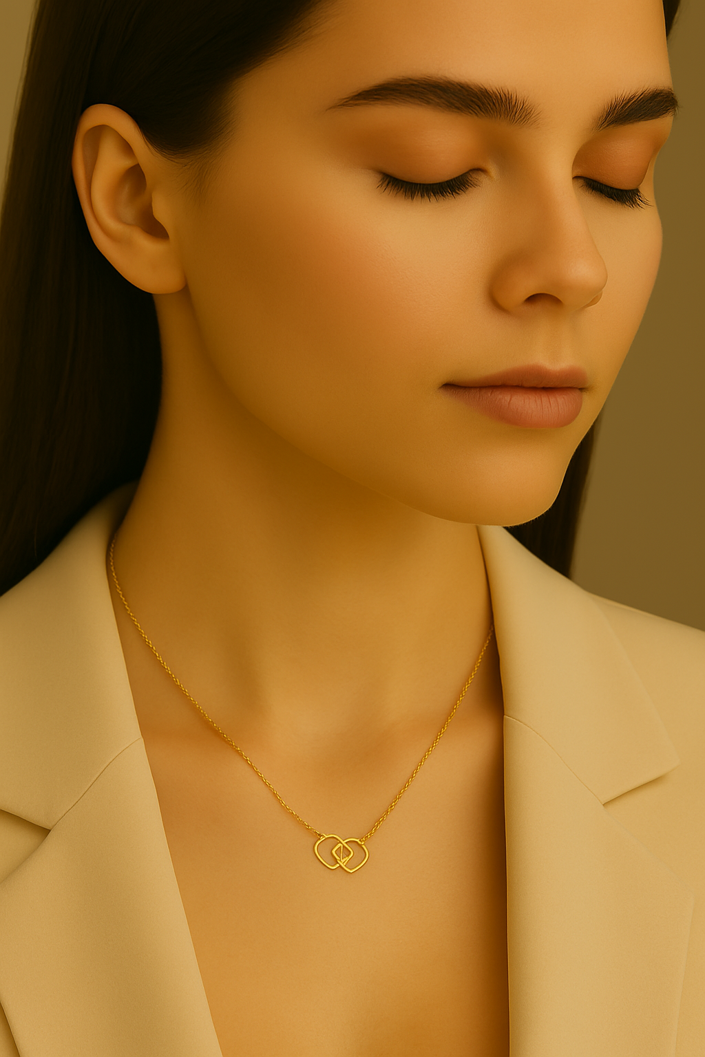 Sylanora™ – Heart Necklace in 18K Gold & Silver Finish (2-Tone Set)