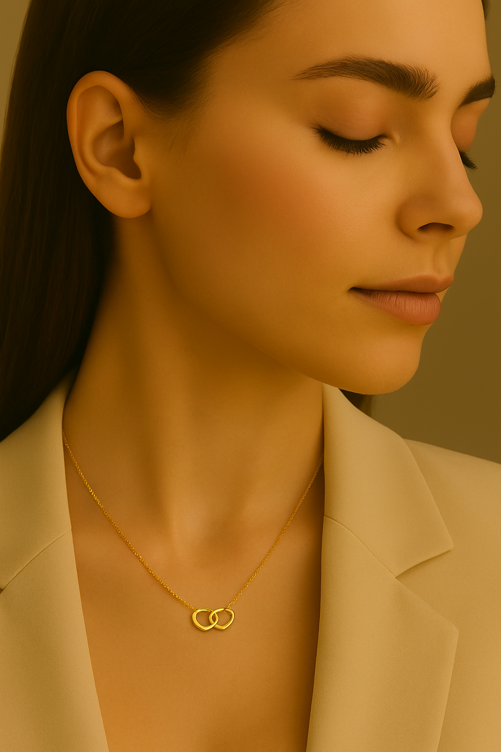 Sylanora™ – Heart Necklace in 18K Gold & Silver Finish (2-Tone Set)