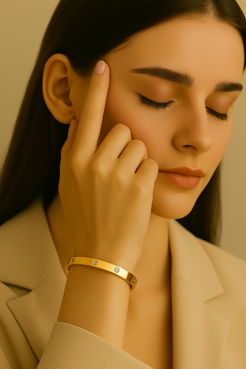 Elegant Titanium Steel Bracelet with Full Zircon – Stainless Steel