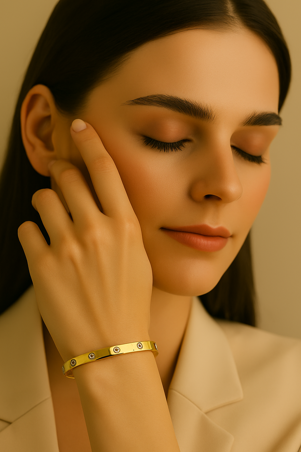 Elegant Titanium Steel Bracelet with Full Zircon – Stainless Steel