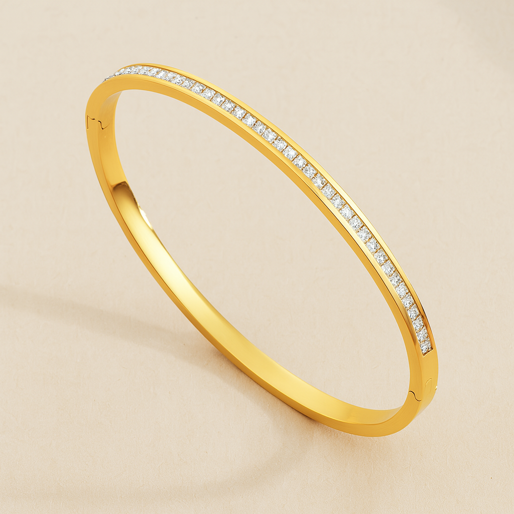 Elegant Titanium Steel Bracelet with Full Zircon – Stainless Steel