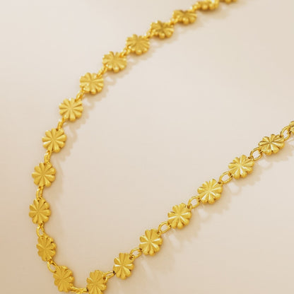 Sylanora 18K Gold-Plated Stainless Steel Floral Disc Necklace & Bracelet Set